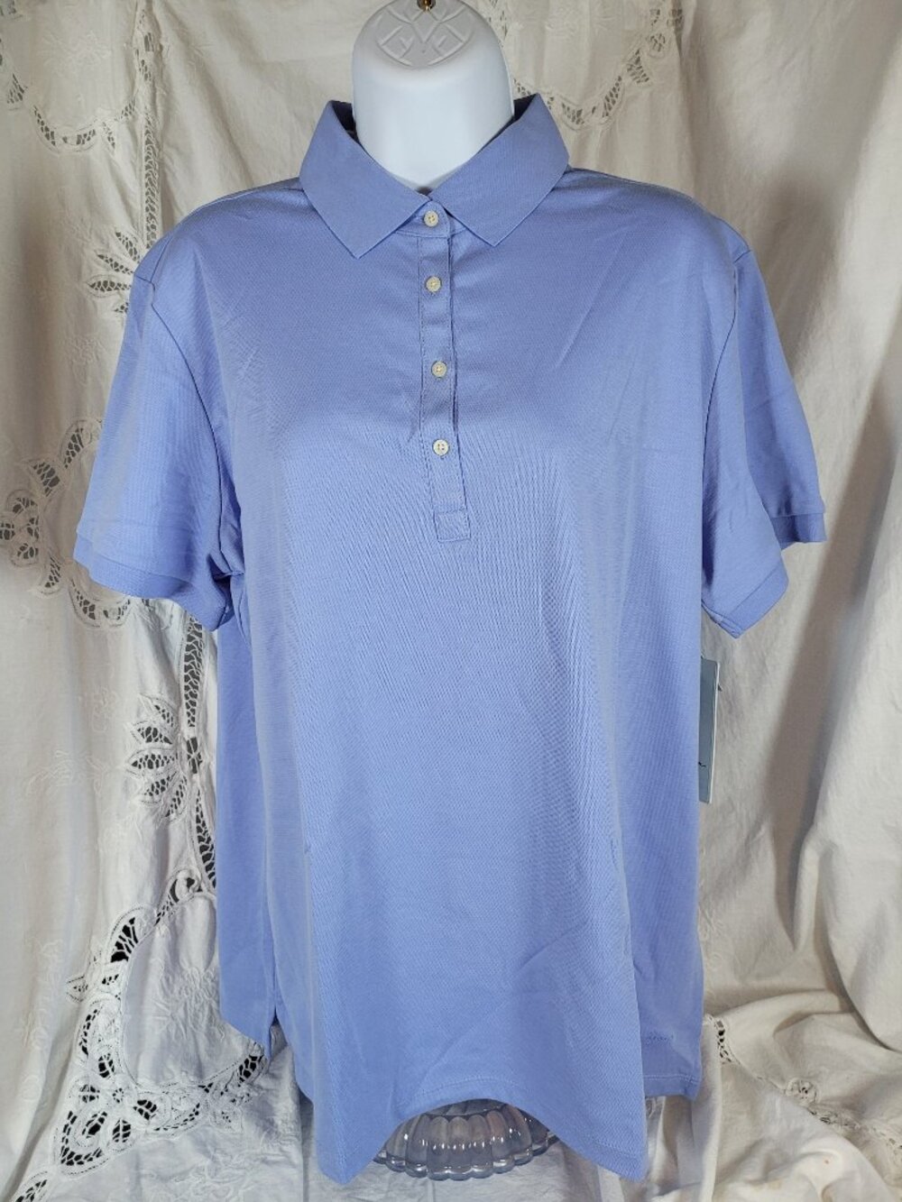 Womens XL Blue Polo Shirt Lady Hagen 30+UPF UV Blocking Golf Tennis